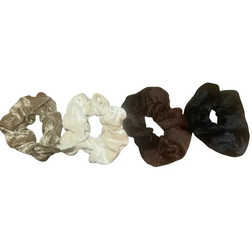 Luxe Neutral Velvet Oversized Scrunchie Set (4-Piece)